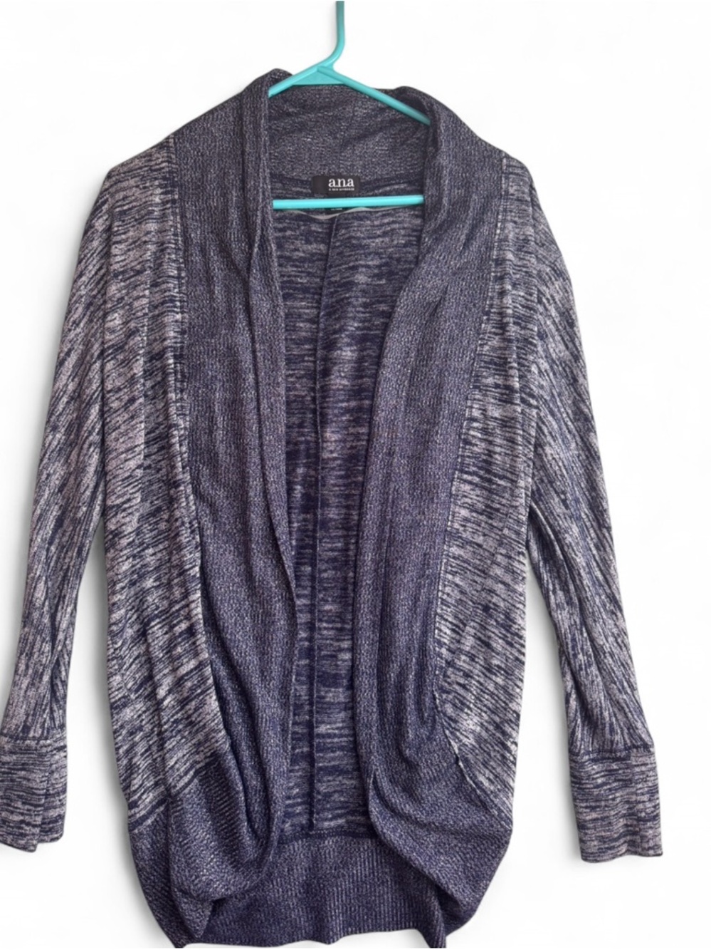 a.n.a Heathered Navy Open-Front Cardigan